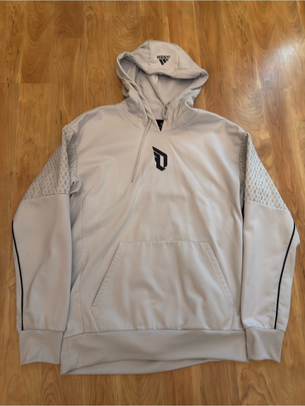 Adidas Damian Lillard Hoodie Mens Large Light Gray EJ3195